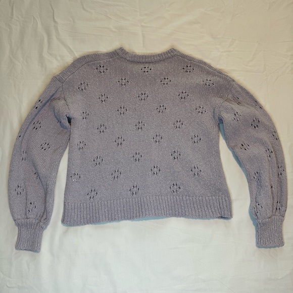 Madewell Purple Floral Pointelle Crew Neck Sweater 100% Cotton Womens Small - Picture 2 of 8